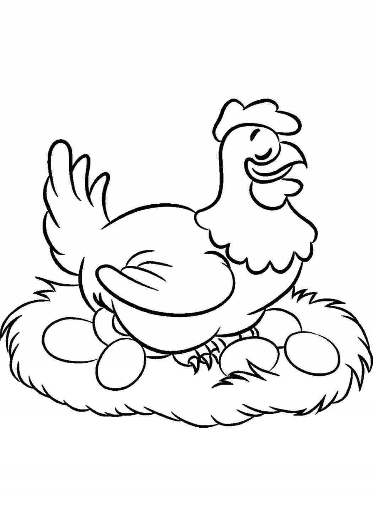 Игривый рисунок курицы для детей
