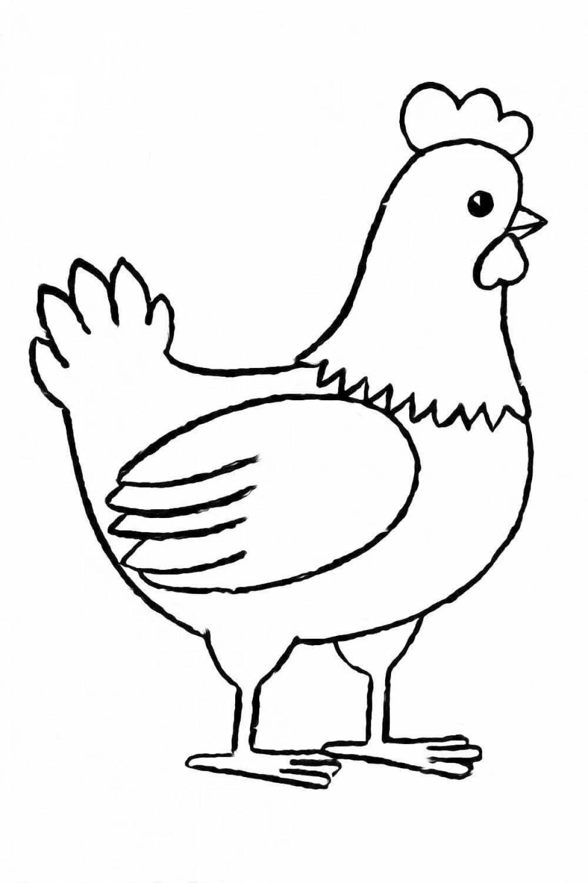 Яркая курица раскраска для детей