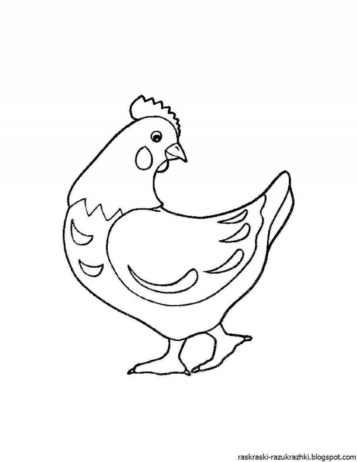 Игривая страница раскраски цыпленка для детей