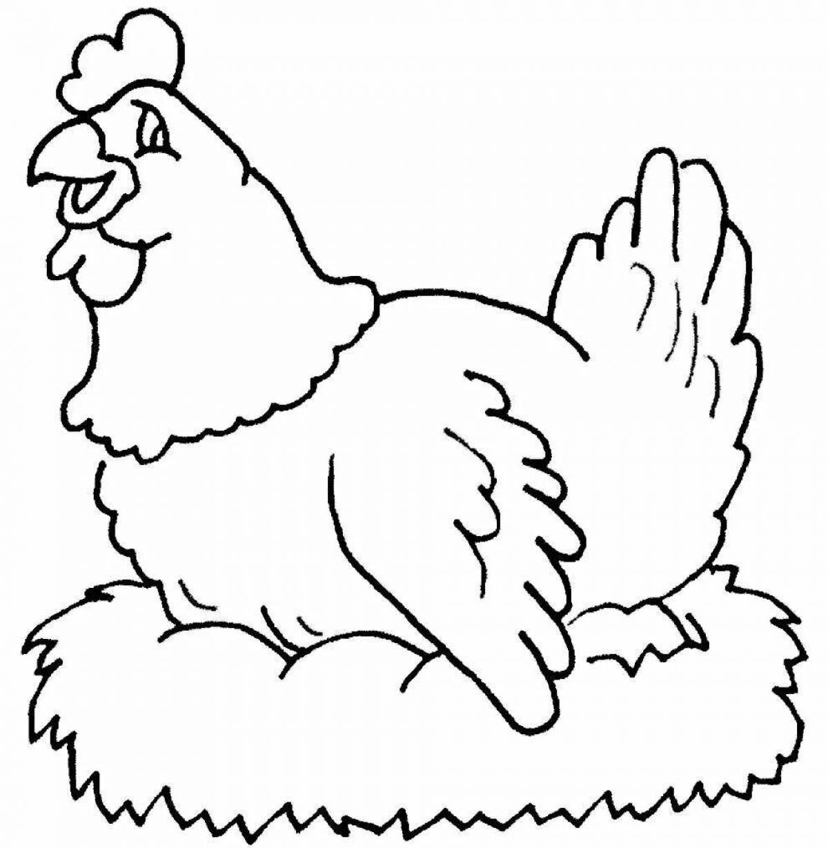 Радостный рисунок курицы для детей