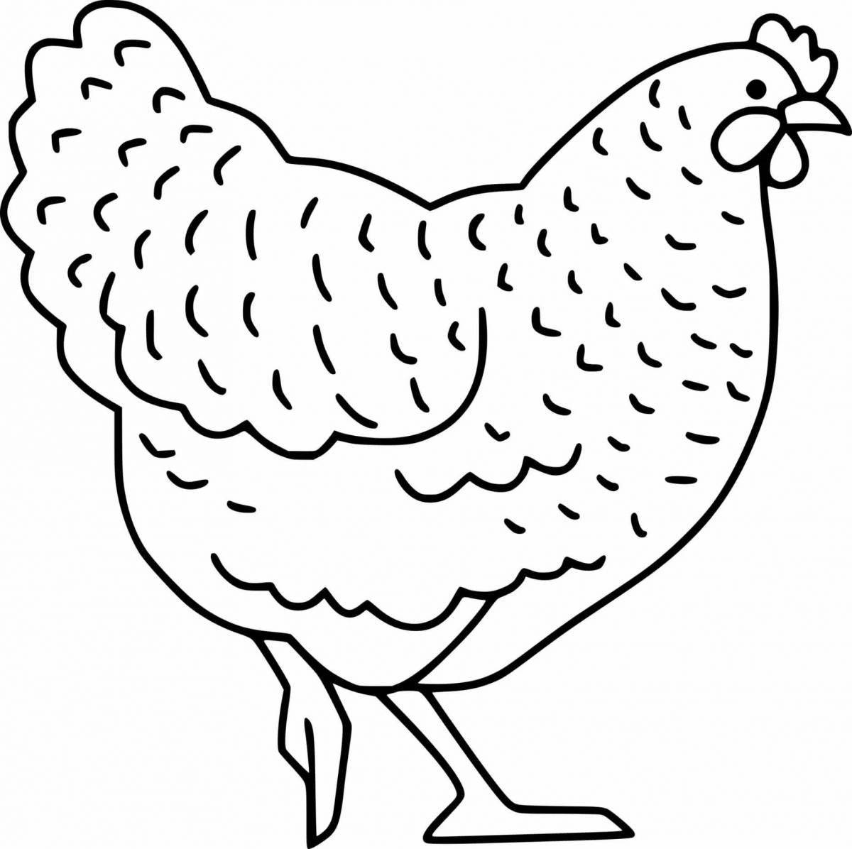 Fancy chicken coloring for kids