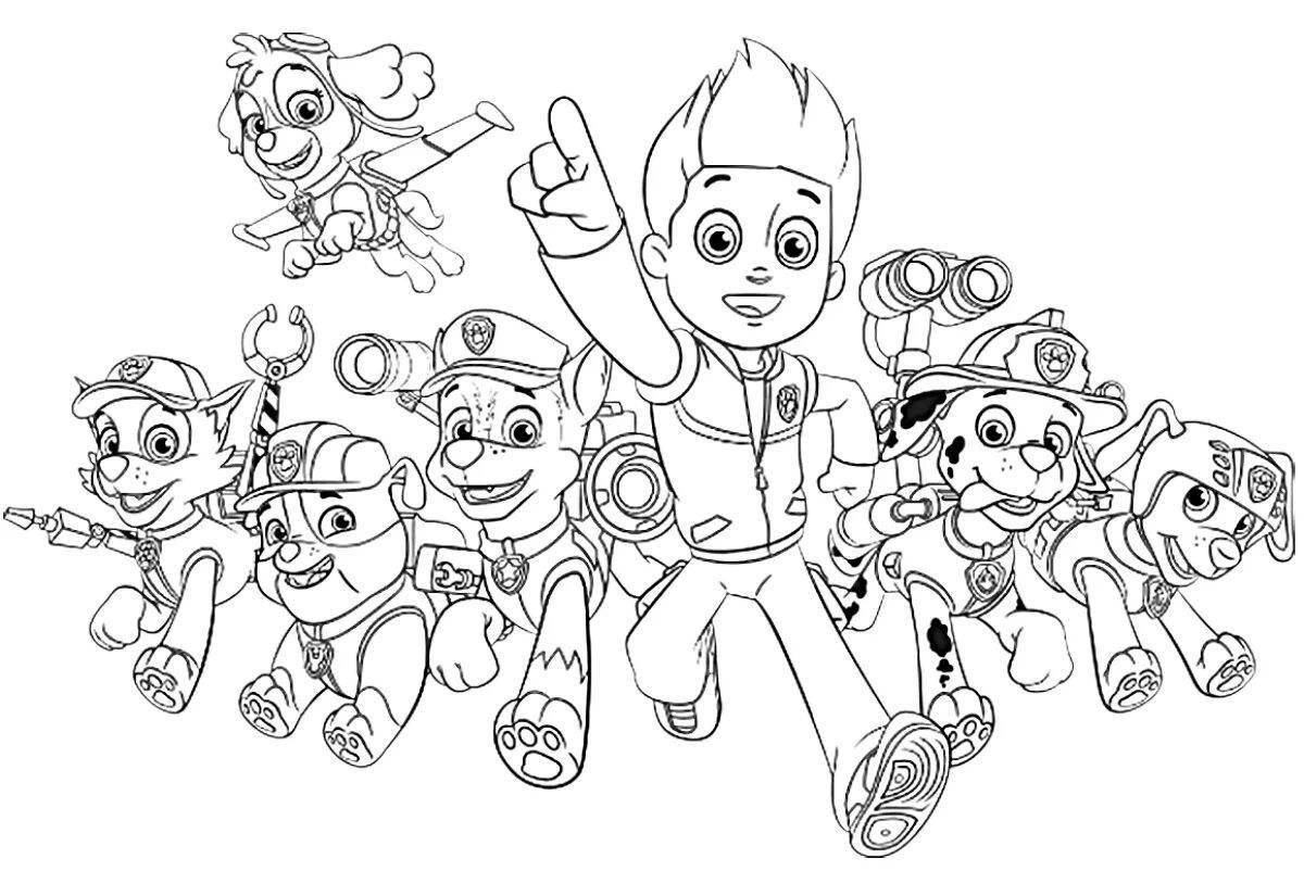 Animated coloring page moto puppies paw patrol