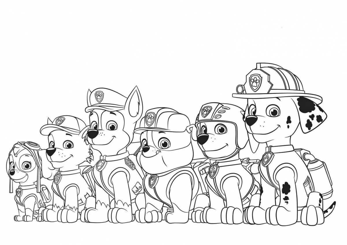 Cute paw patrol moto puppies coloring book