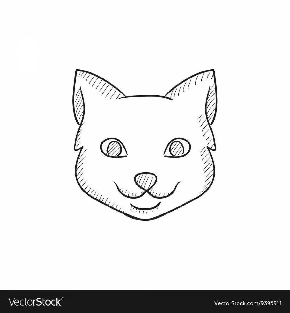 Funny cat face coloring pages for kids