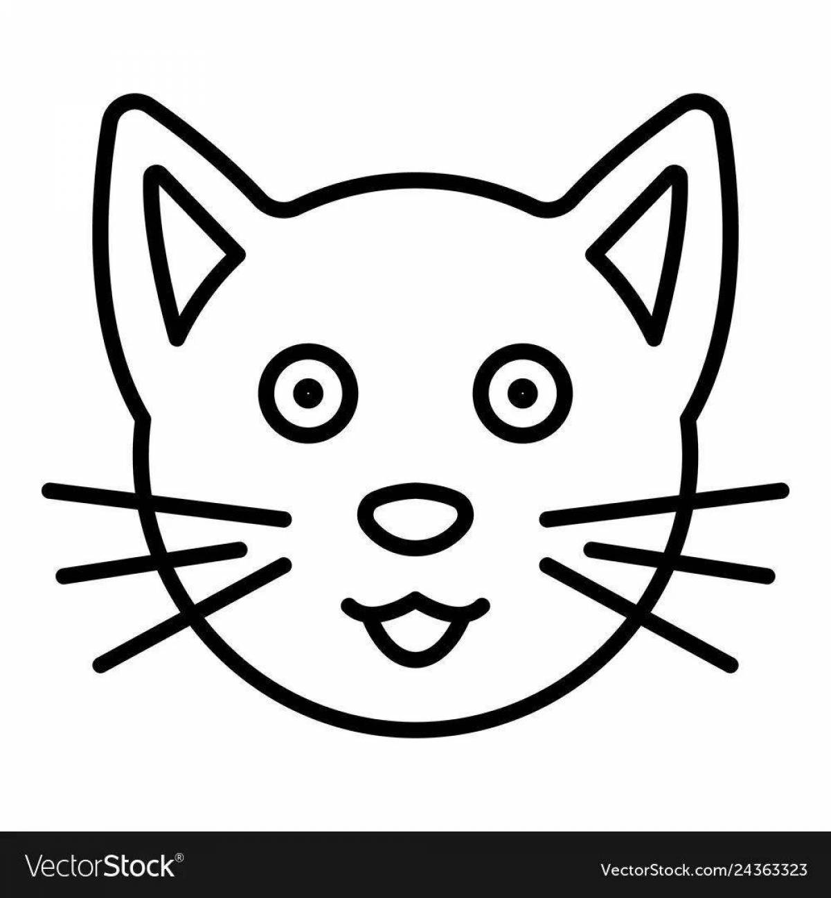Coloring book shining cat face for kids