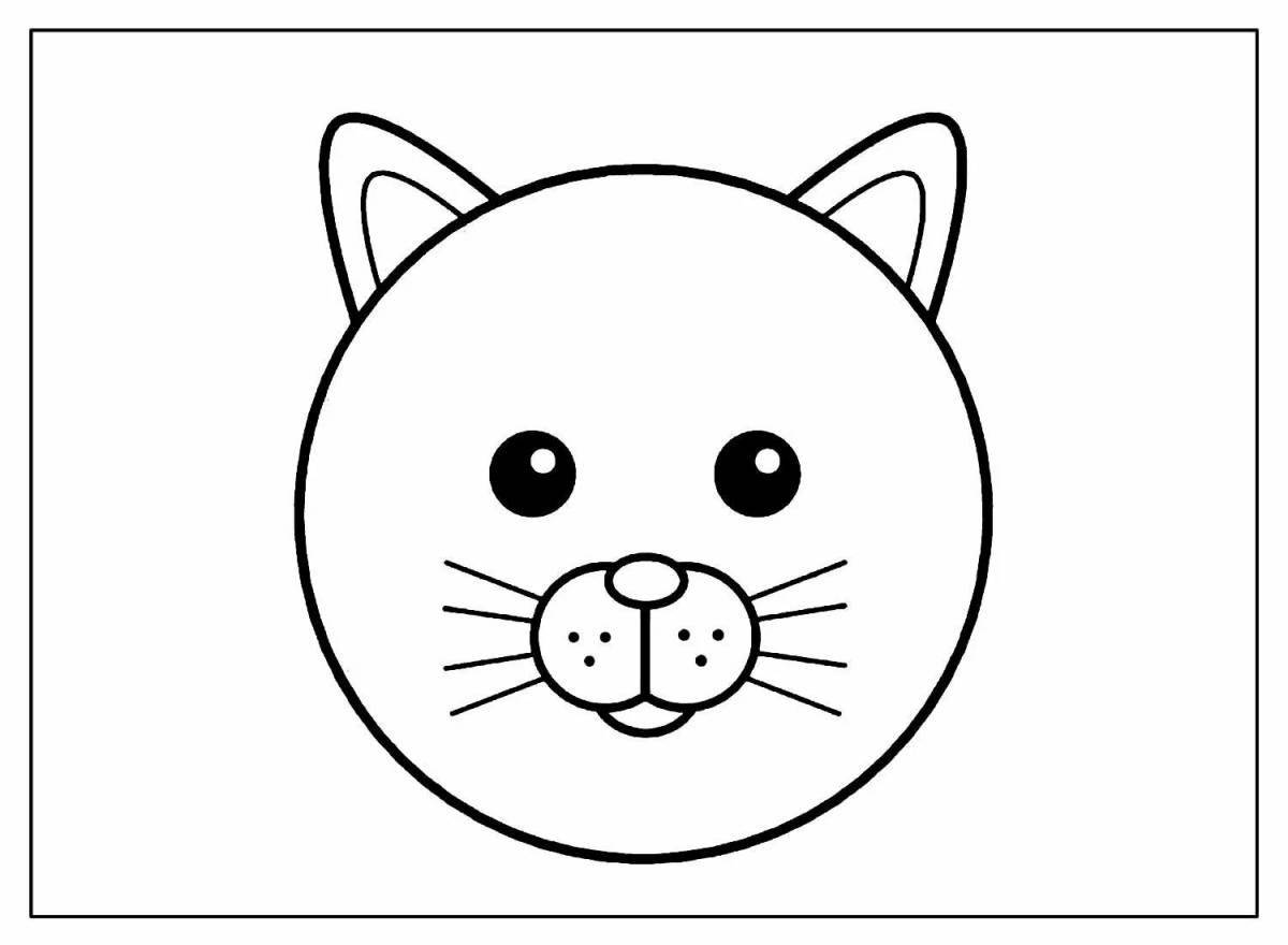 Coloring cat face for kids