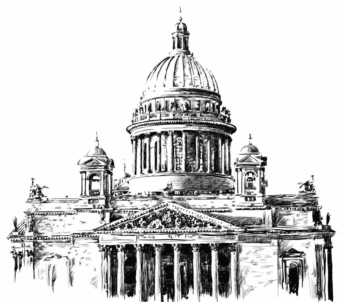 Coloring the Kazan Cathedral for children