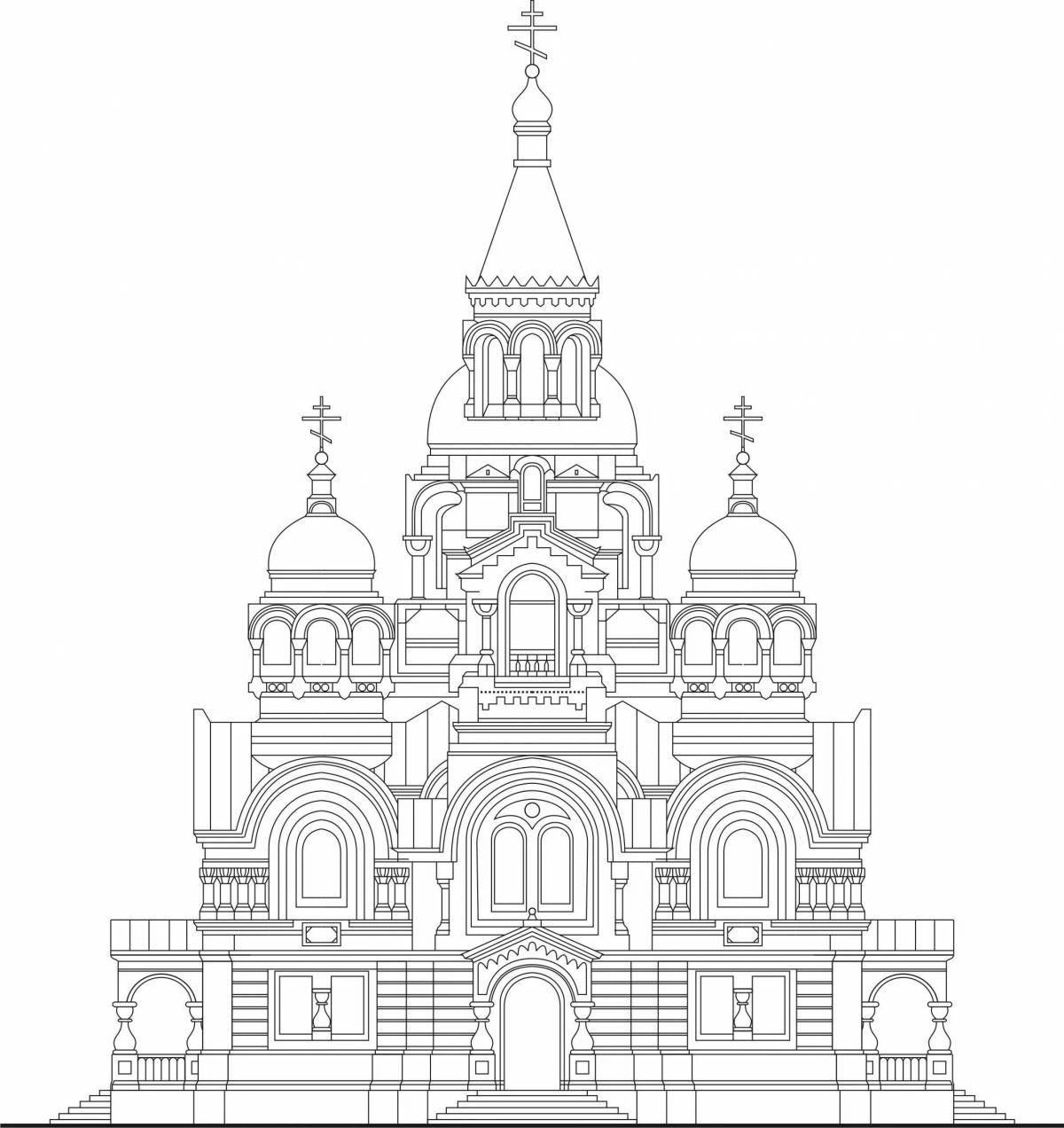Coloring the beautiful Kazan Cathedral for children
