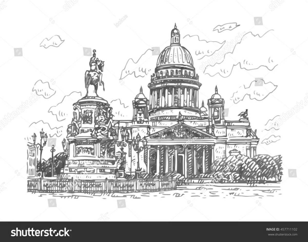 Playful Kazan Cathedral coloring page for kids