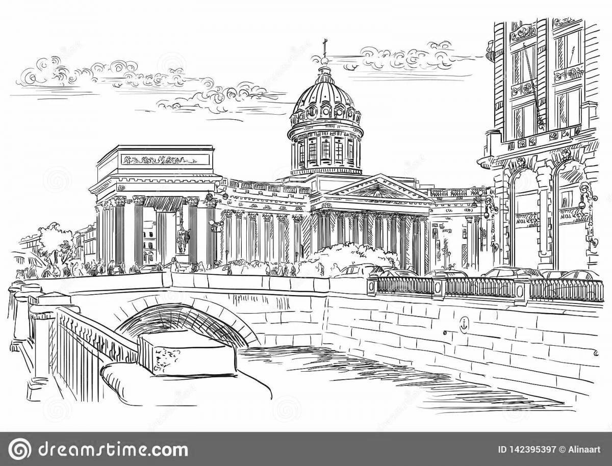 Radiant Kazan Cathedral coloring pages for kids
