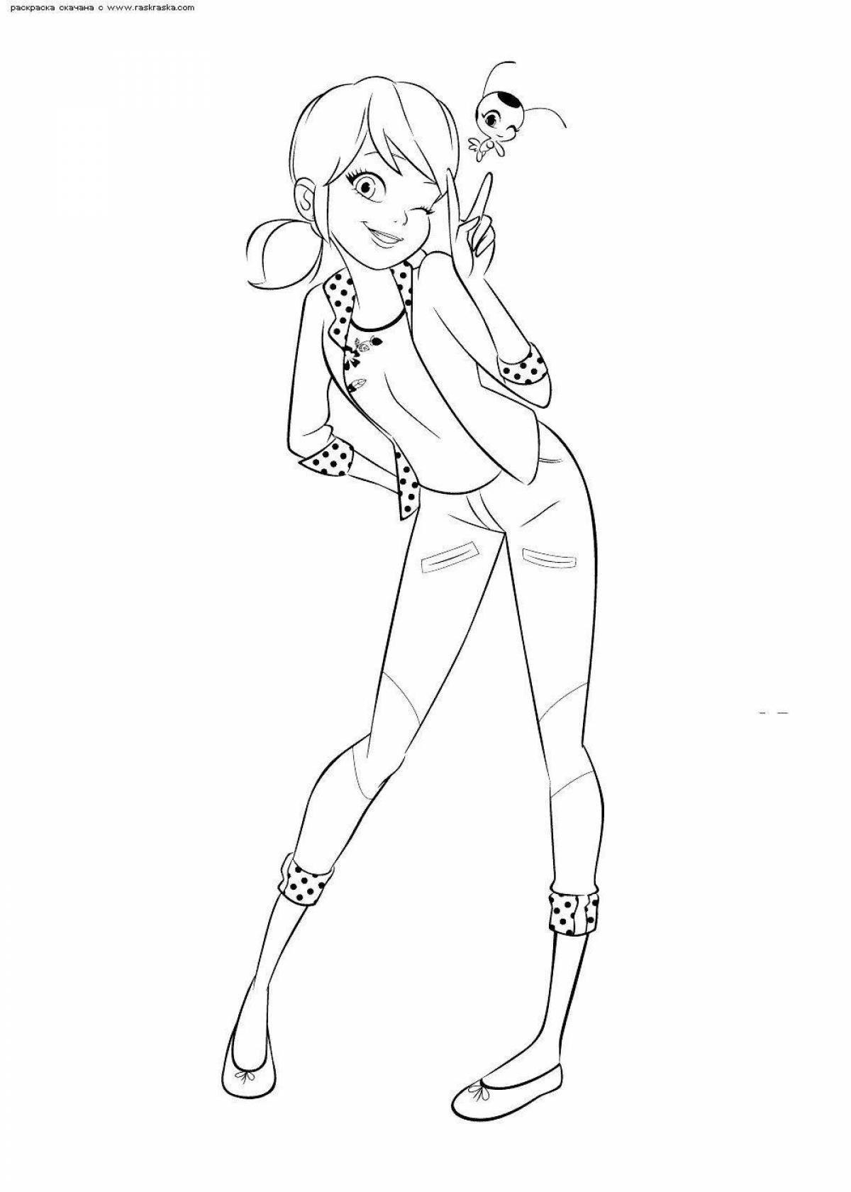 Живая божья коровка и маринетт раскраска