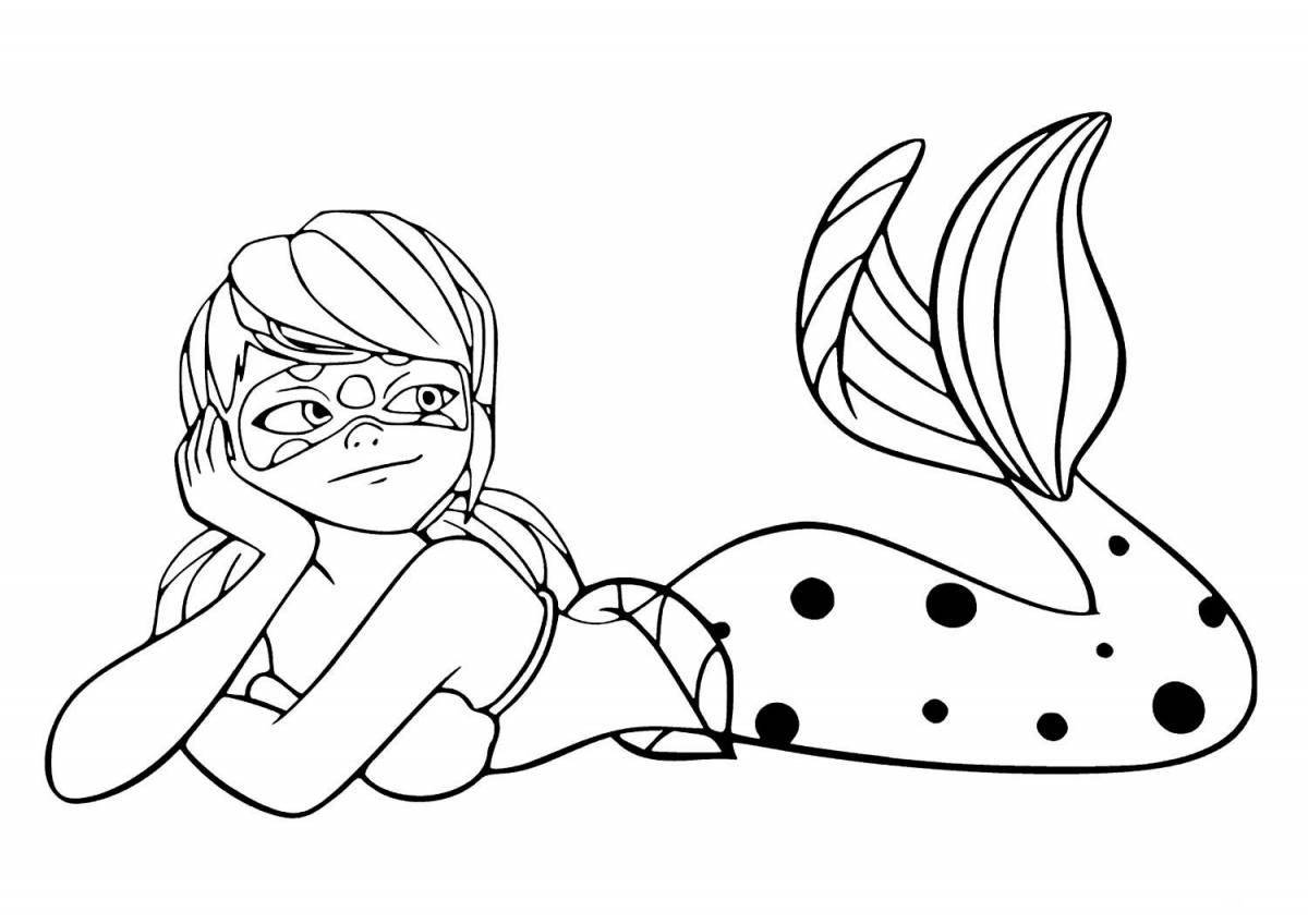 Colorful ladybug and marinette coloring page