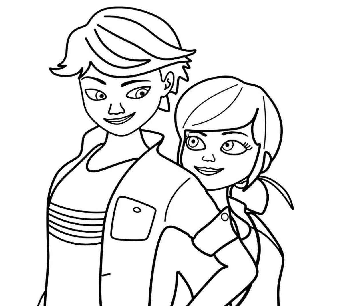 Coloring pages ladybug and marinette obsessed with flowers