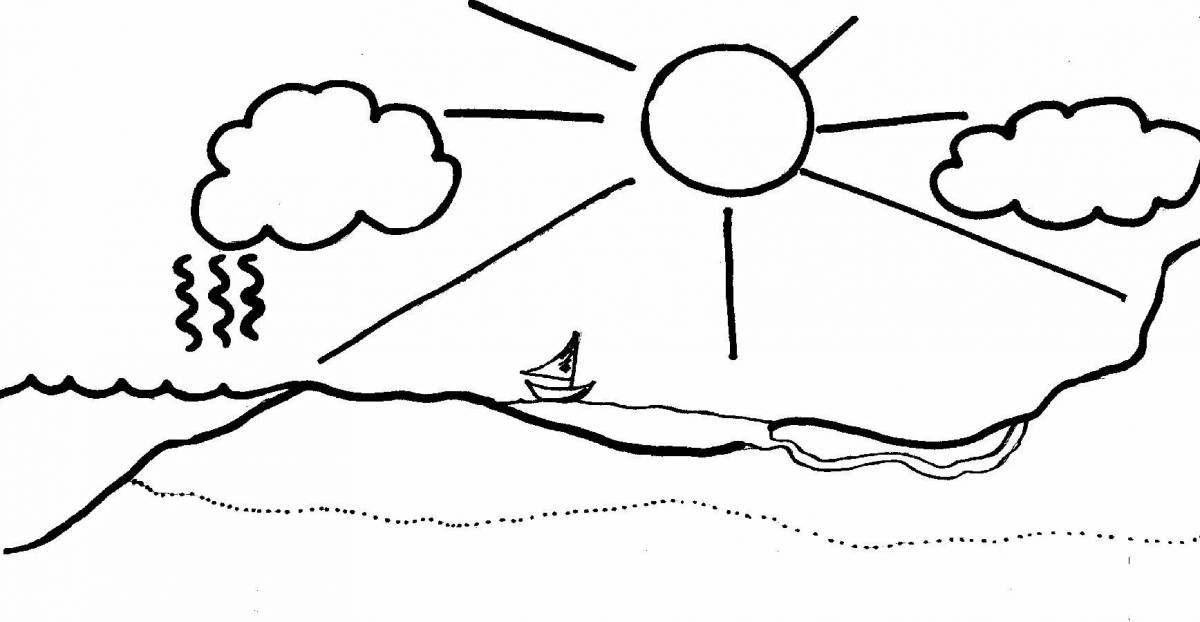 Blissful inanimate nature coloring pages for children