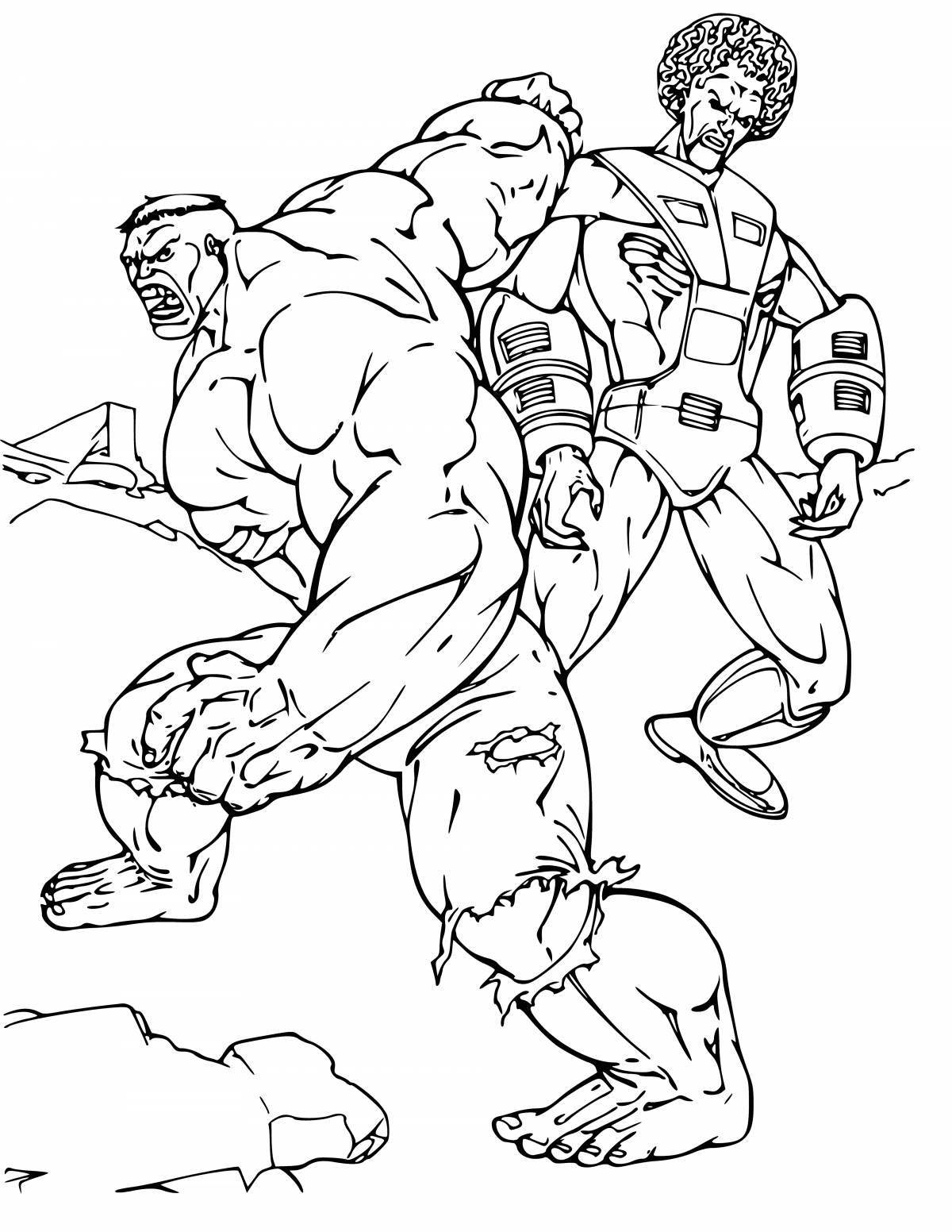 Violent iron man and the hulk coloring book