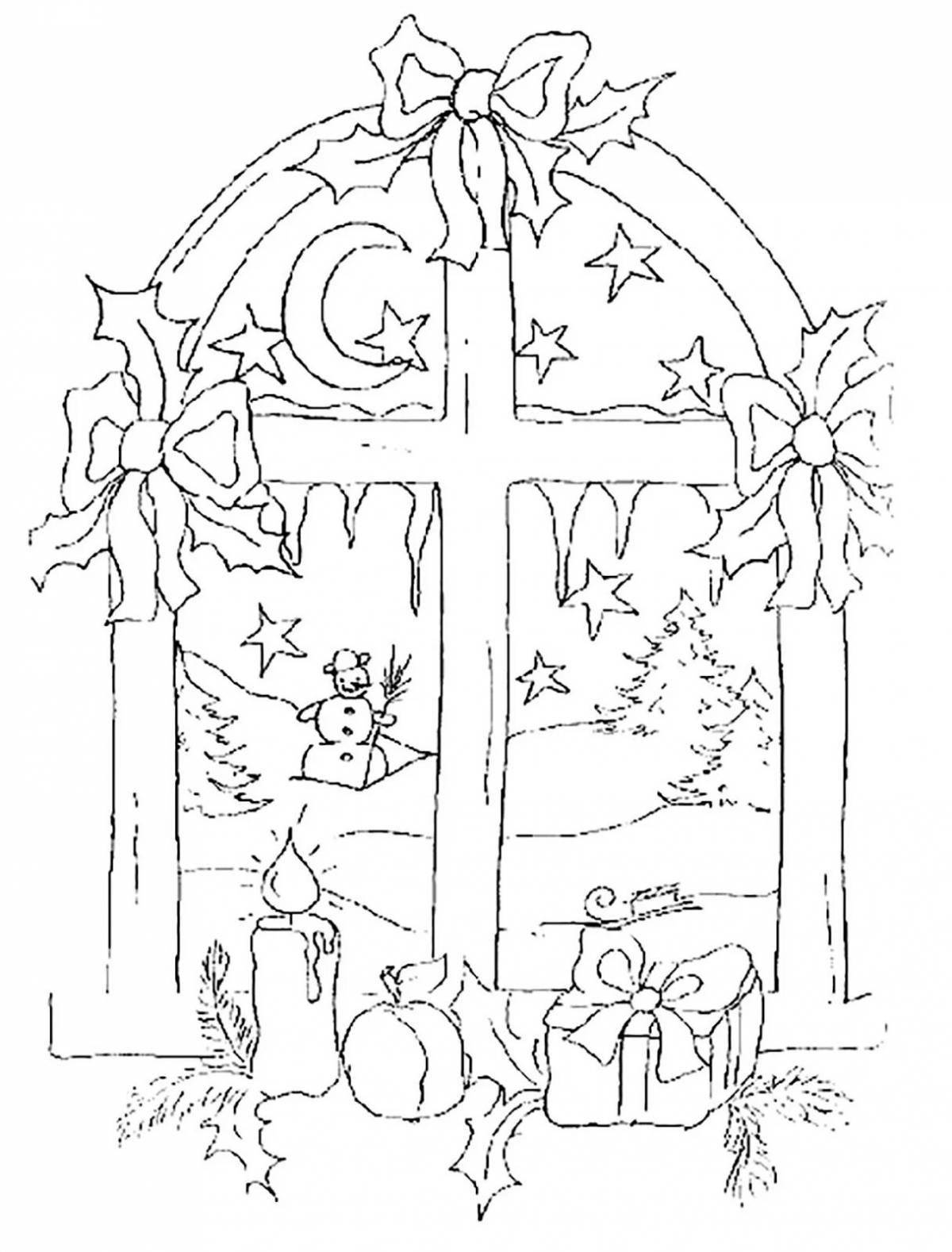 Spectacular coloring frosty patterns on the window