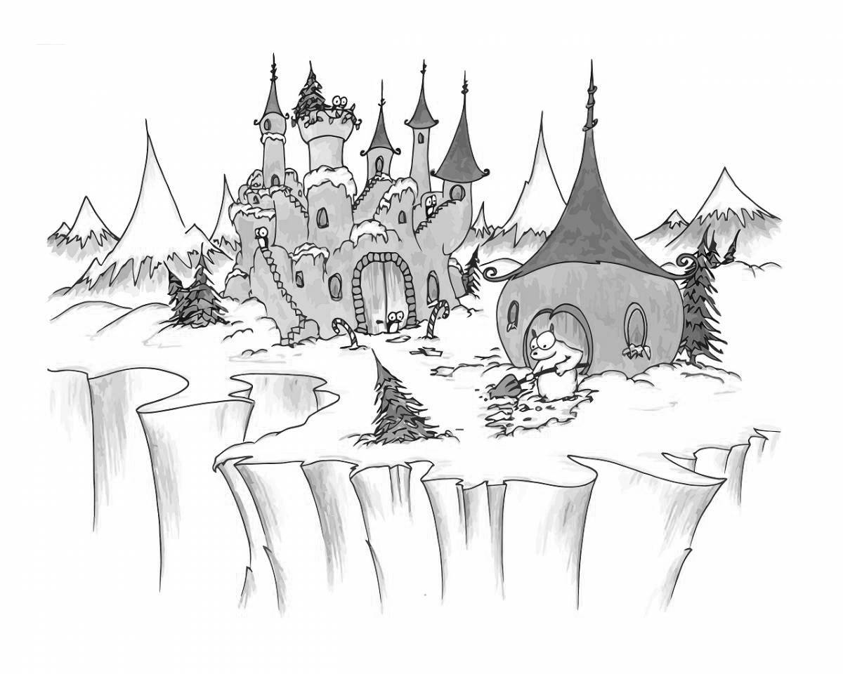 Glorious snow castle coloring pages for kids