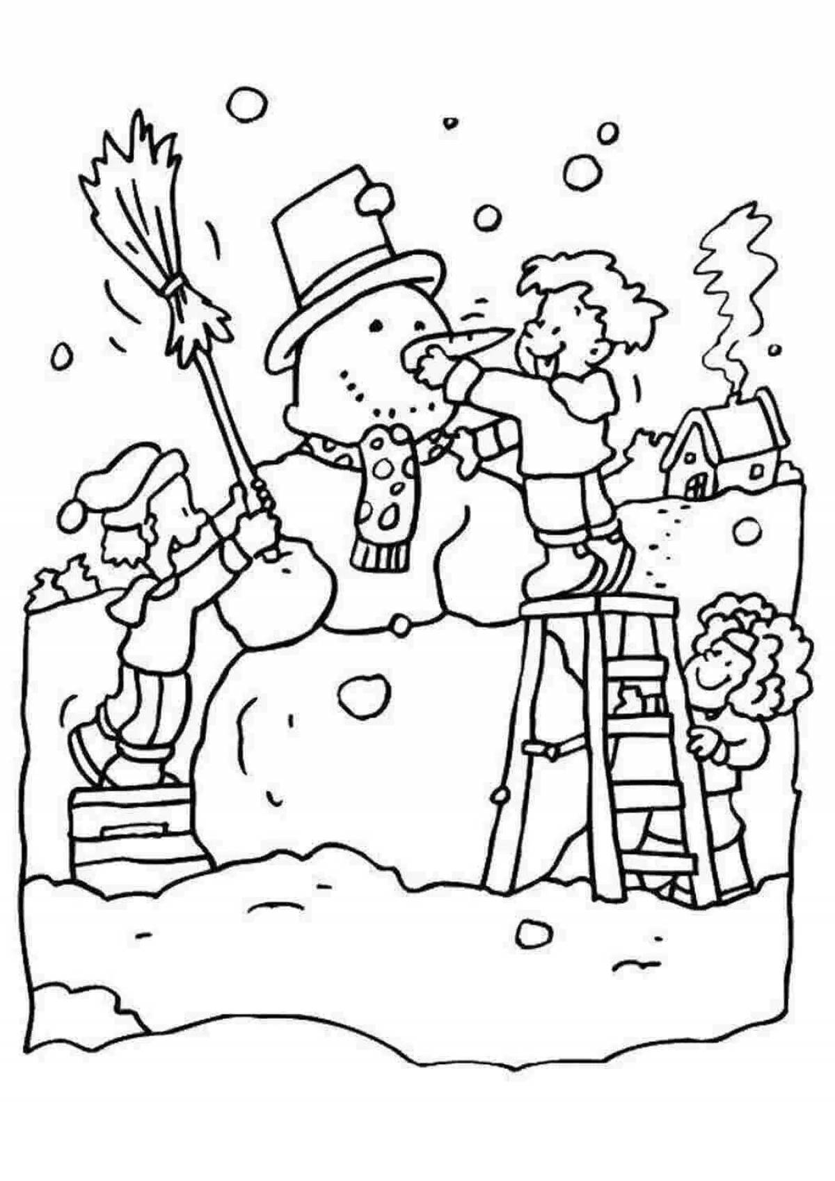 Раскраска сказочный снежный замок для детей