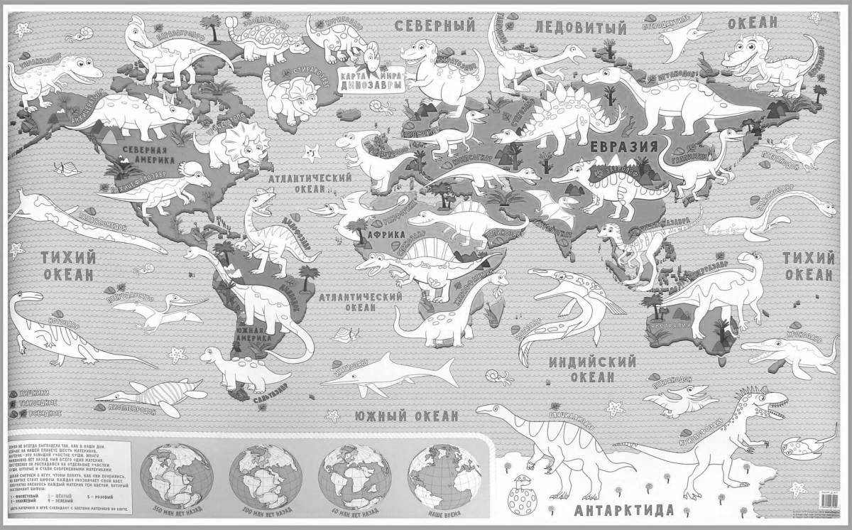 Впечатляющая карта мира с животными