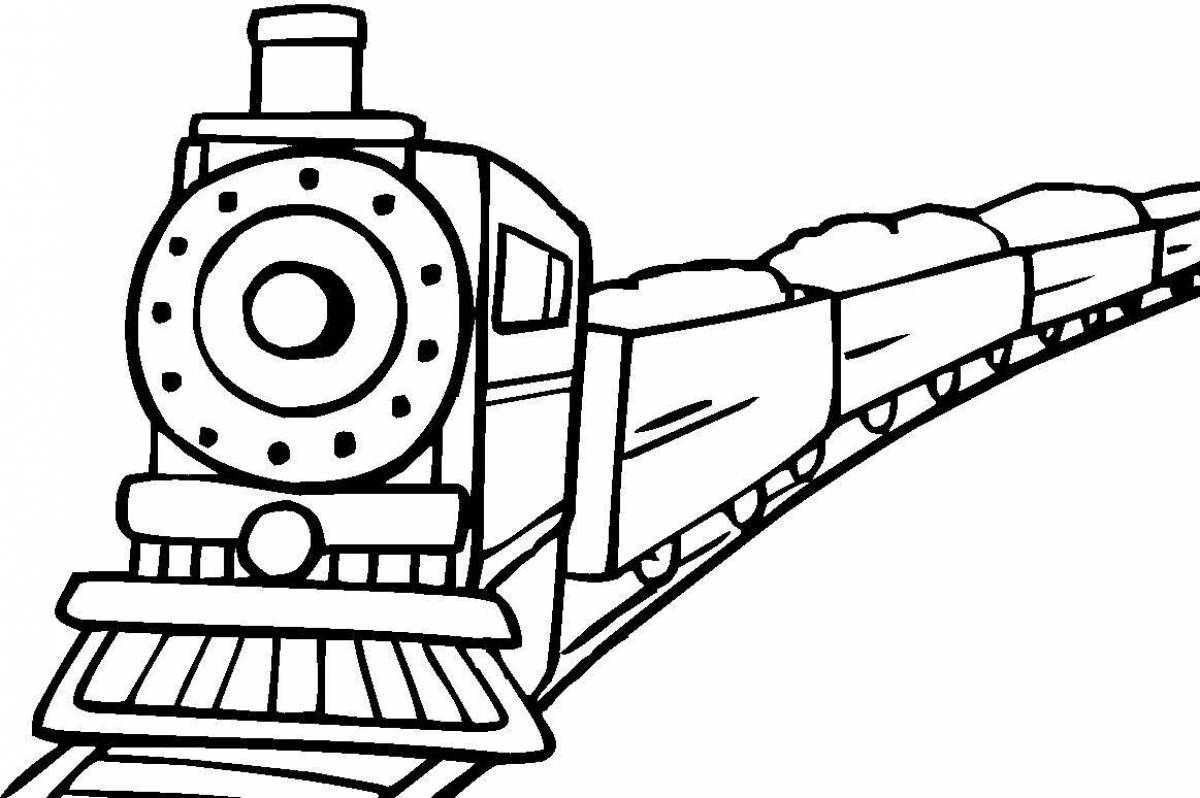Colorful train coloring page for kids