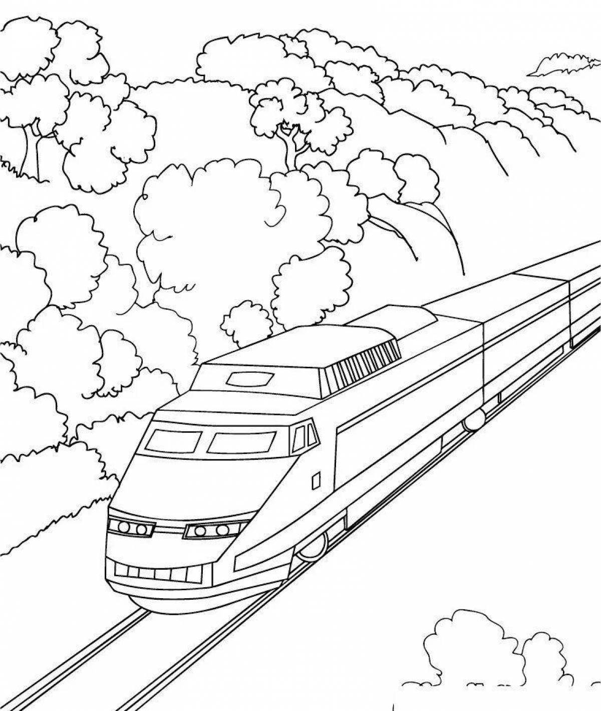 Bright railway coloring book for kids