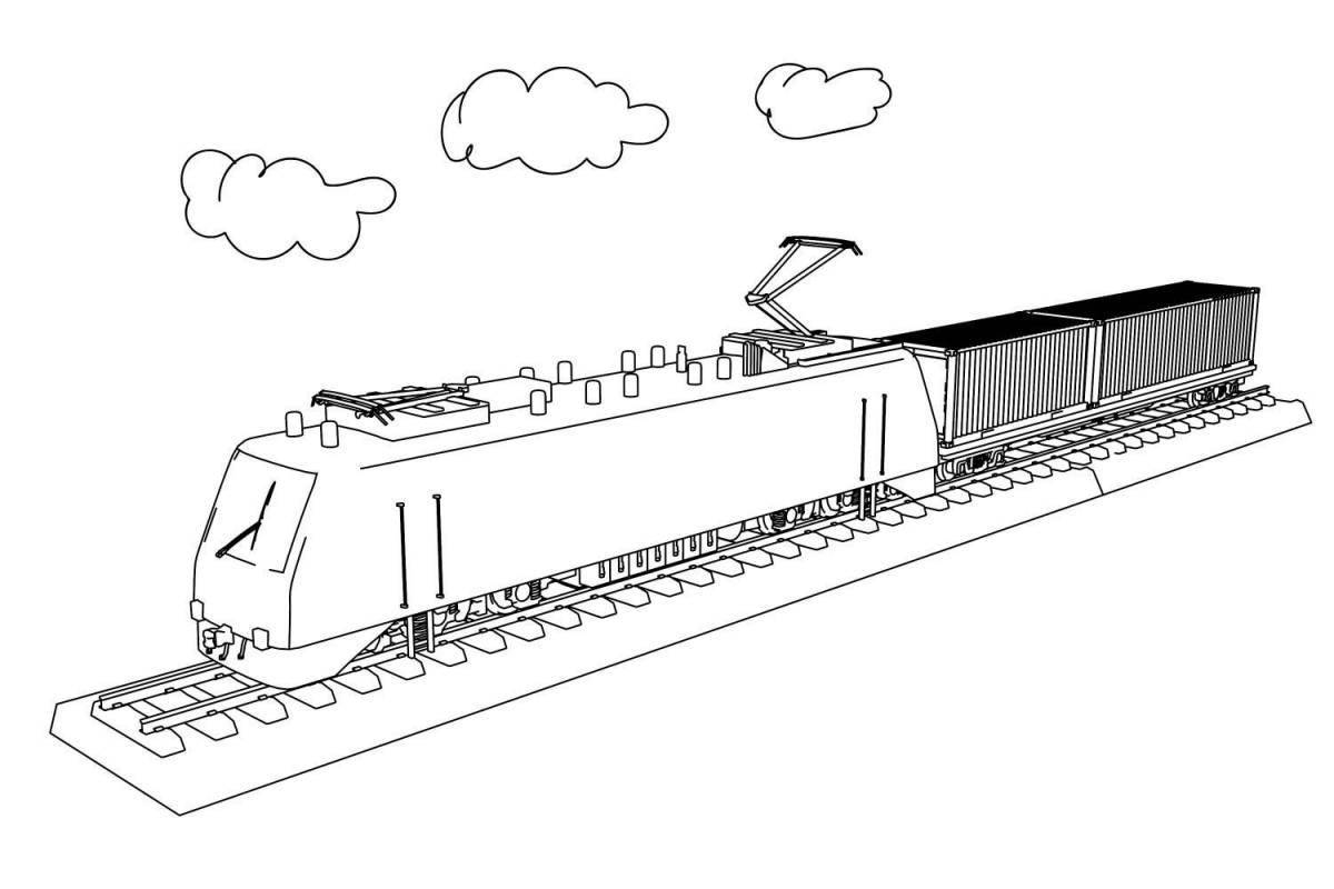 Игривая страница раскраски железнодорожного транспорта для детей
