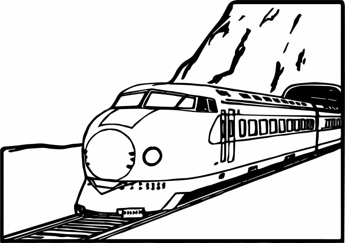 Веселая раскраска железнодорожного транспорта для детей