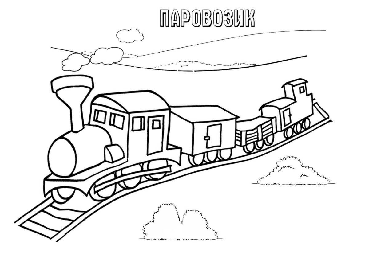 Awesome train coloring page for kids