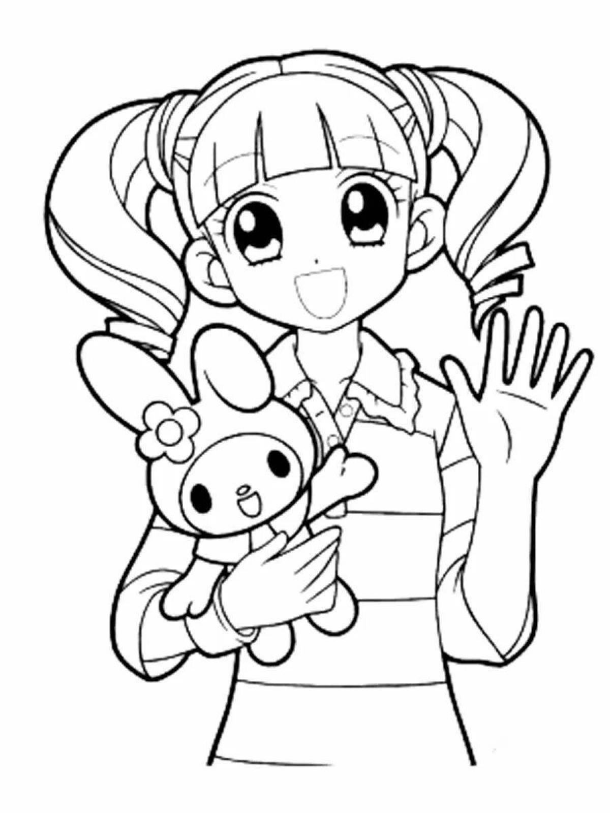 Kurumi and Mai Melody's playful coloring page