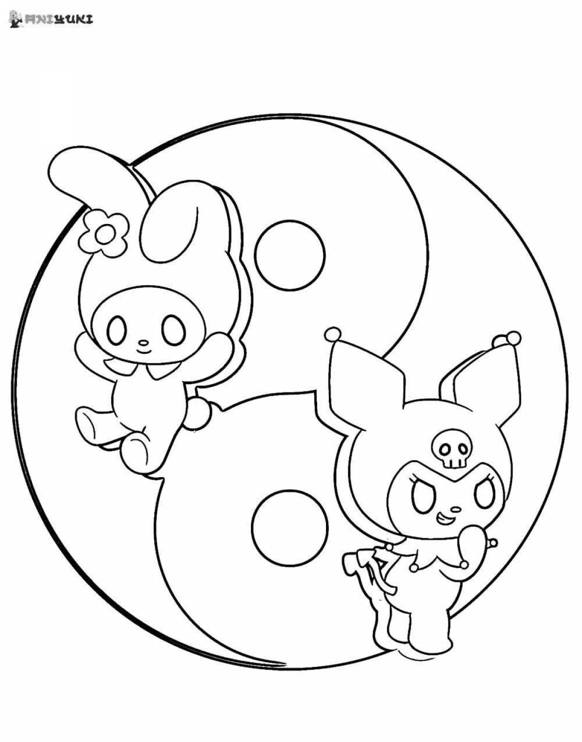 Radiant Kurumi and Mai Melody coloring page