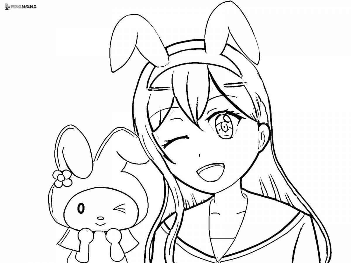 Animated Kurumi and Mai Melody coloring page