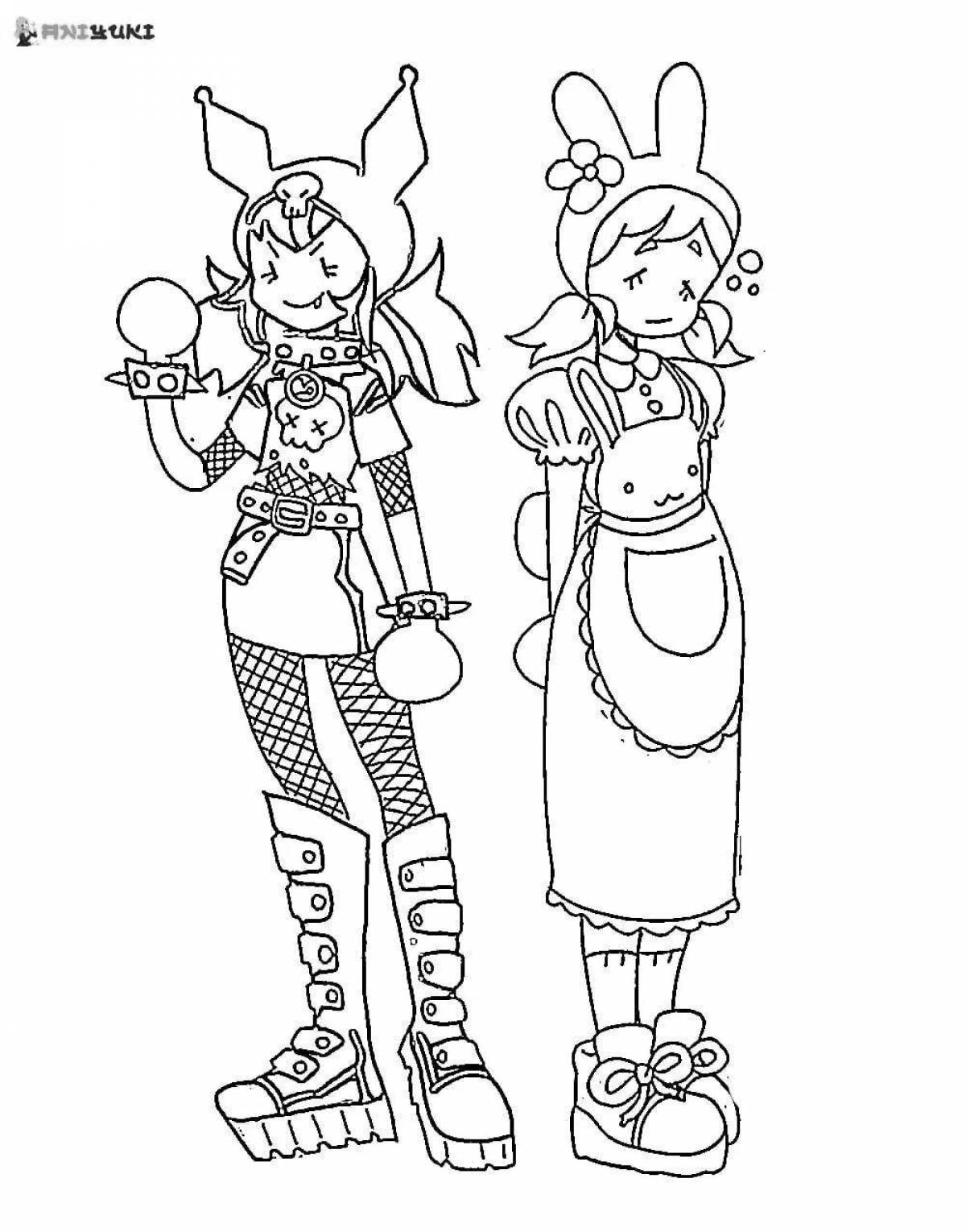 Gorgeous Kurumi and Mai Melody coloring book