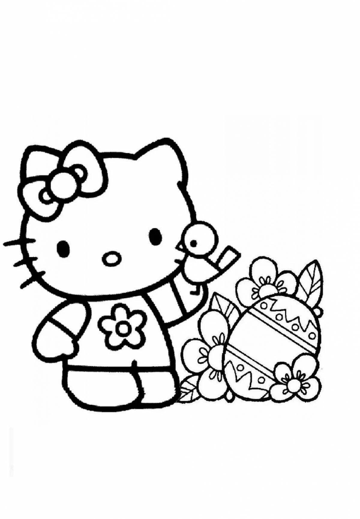 Furry hello kitty coloring page