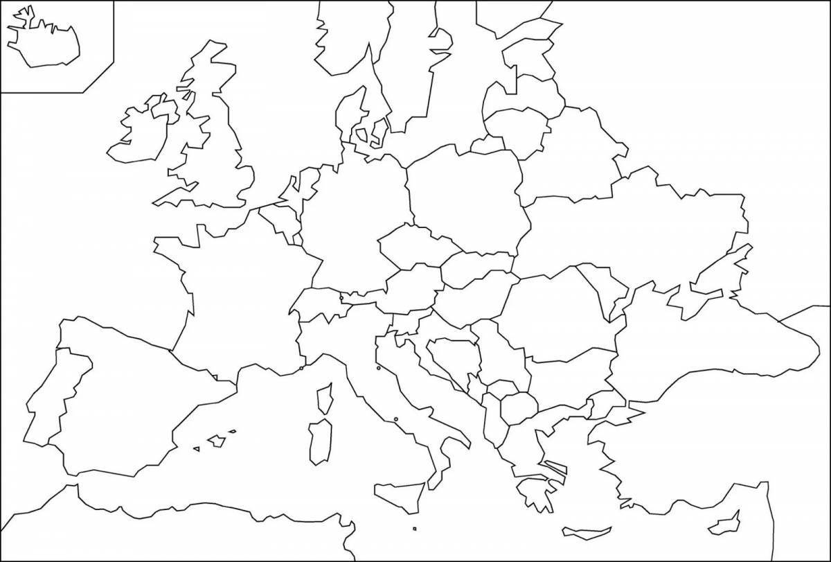 Bright map of europe with countries