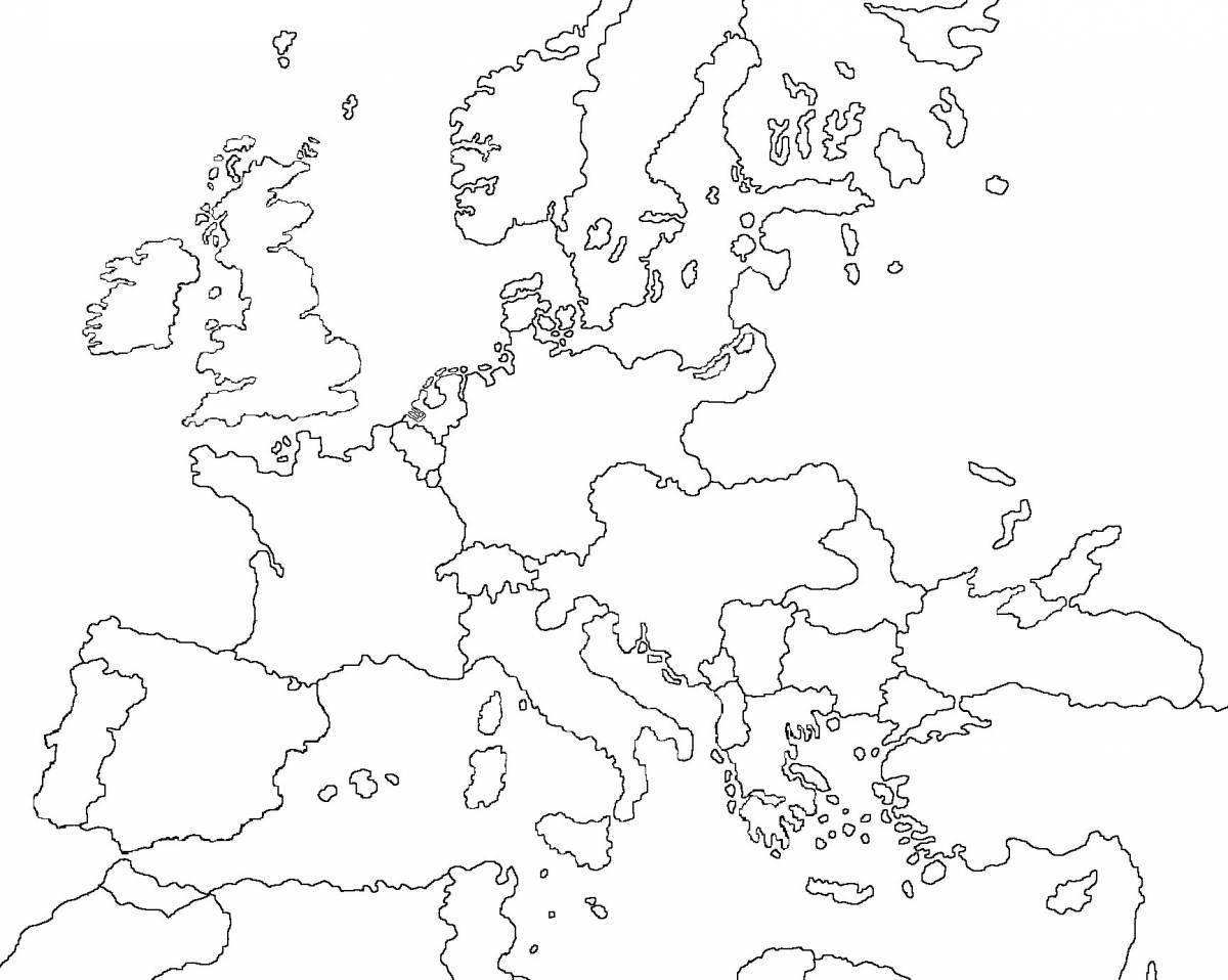 Complex map of europe with countries