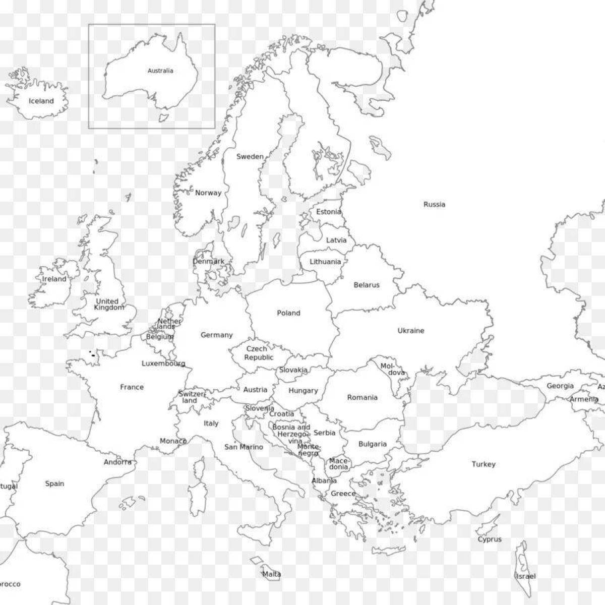 Fascinating map of europe with countries