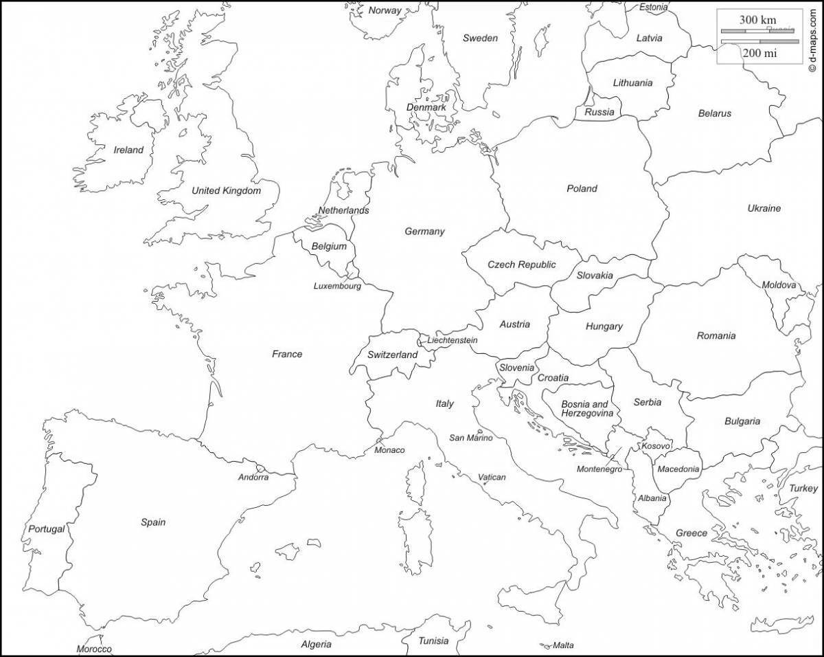 A striking map of europe with countries