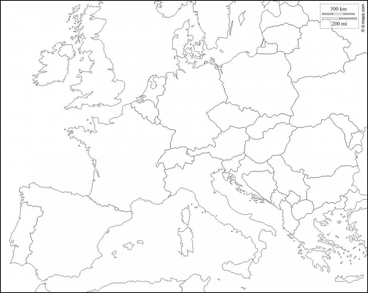 Majestic map of europe with countries