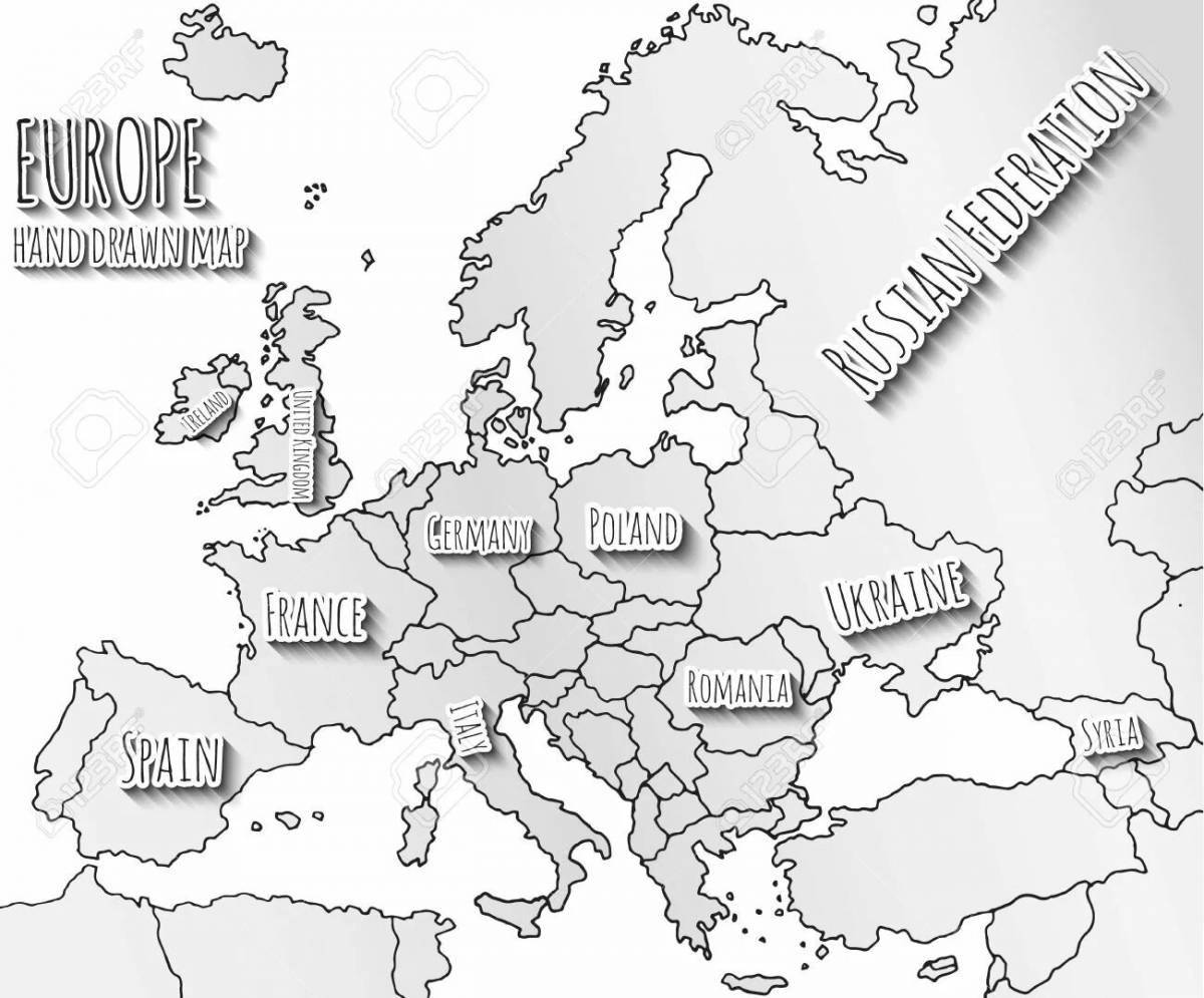 Unique map of europe with countries