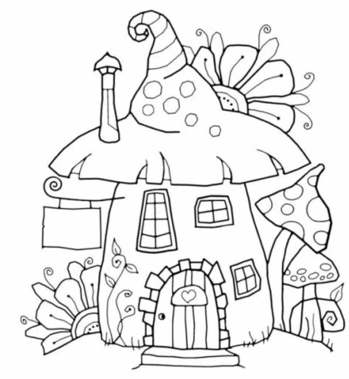 Charming fairy house coloring book