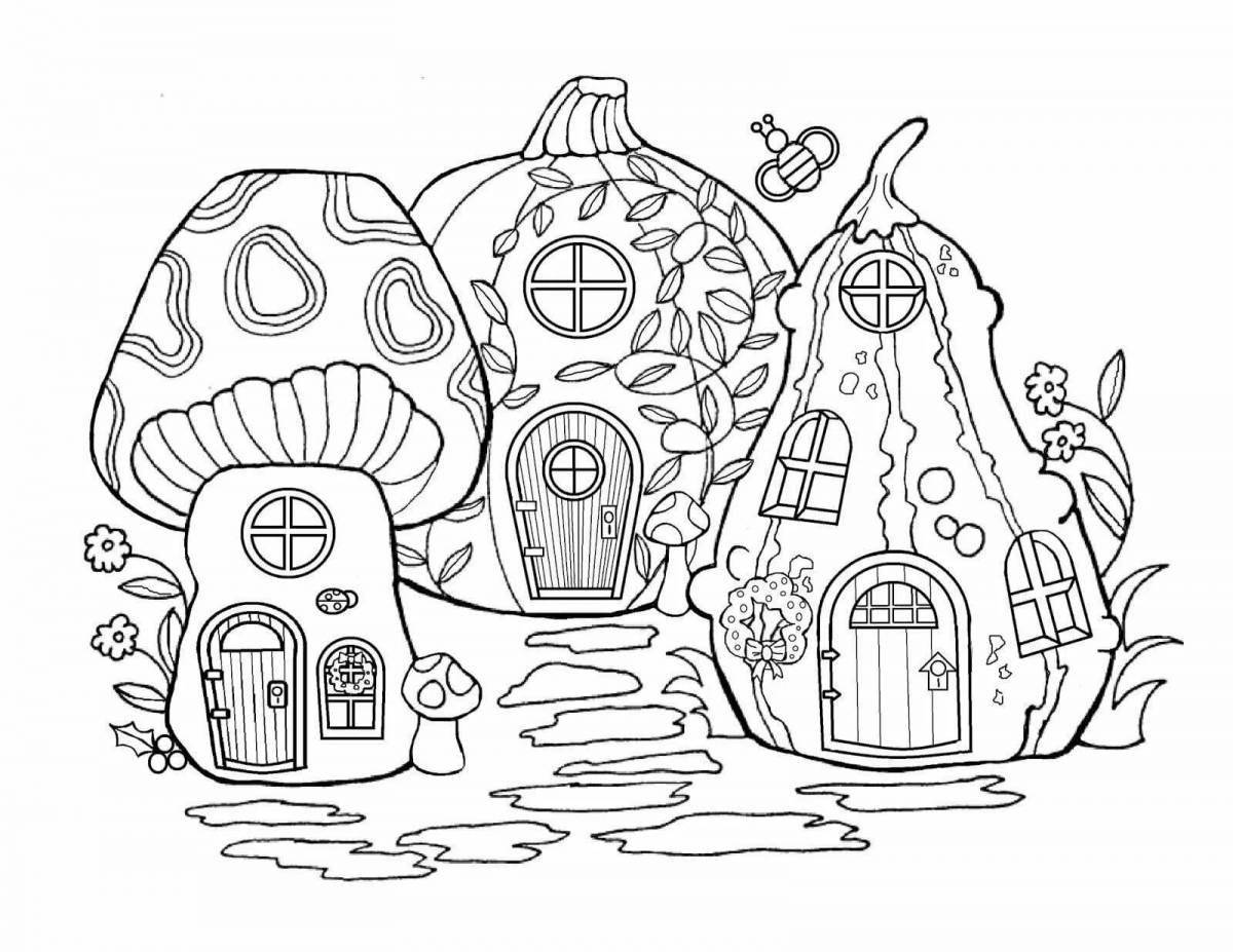 Exquisite fairy house coloring book