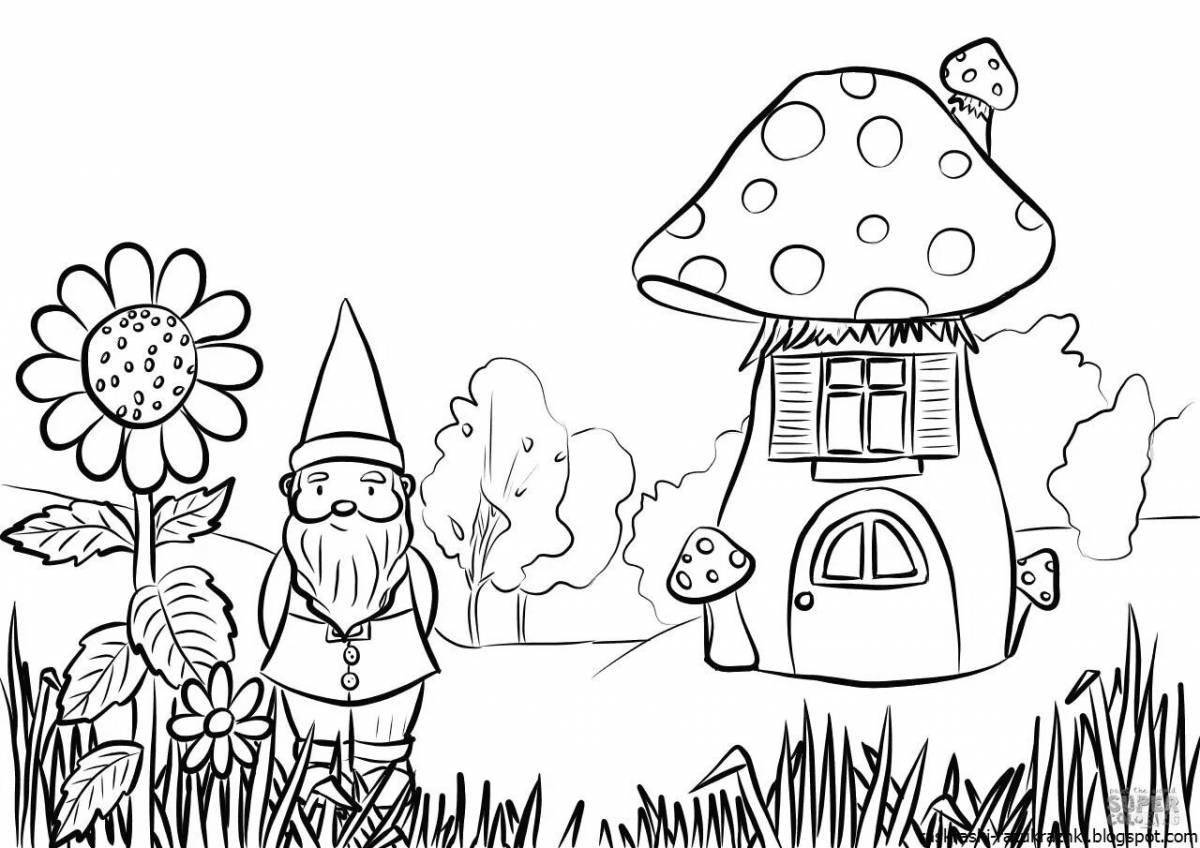 Serene fairy house coloring book