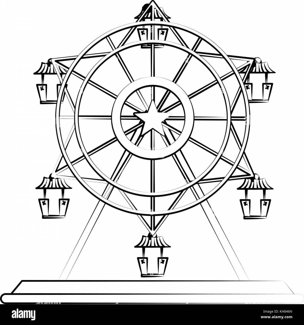 Colorful ferris wheel coloring pages for kids
