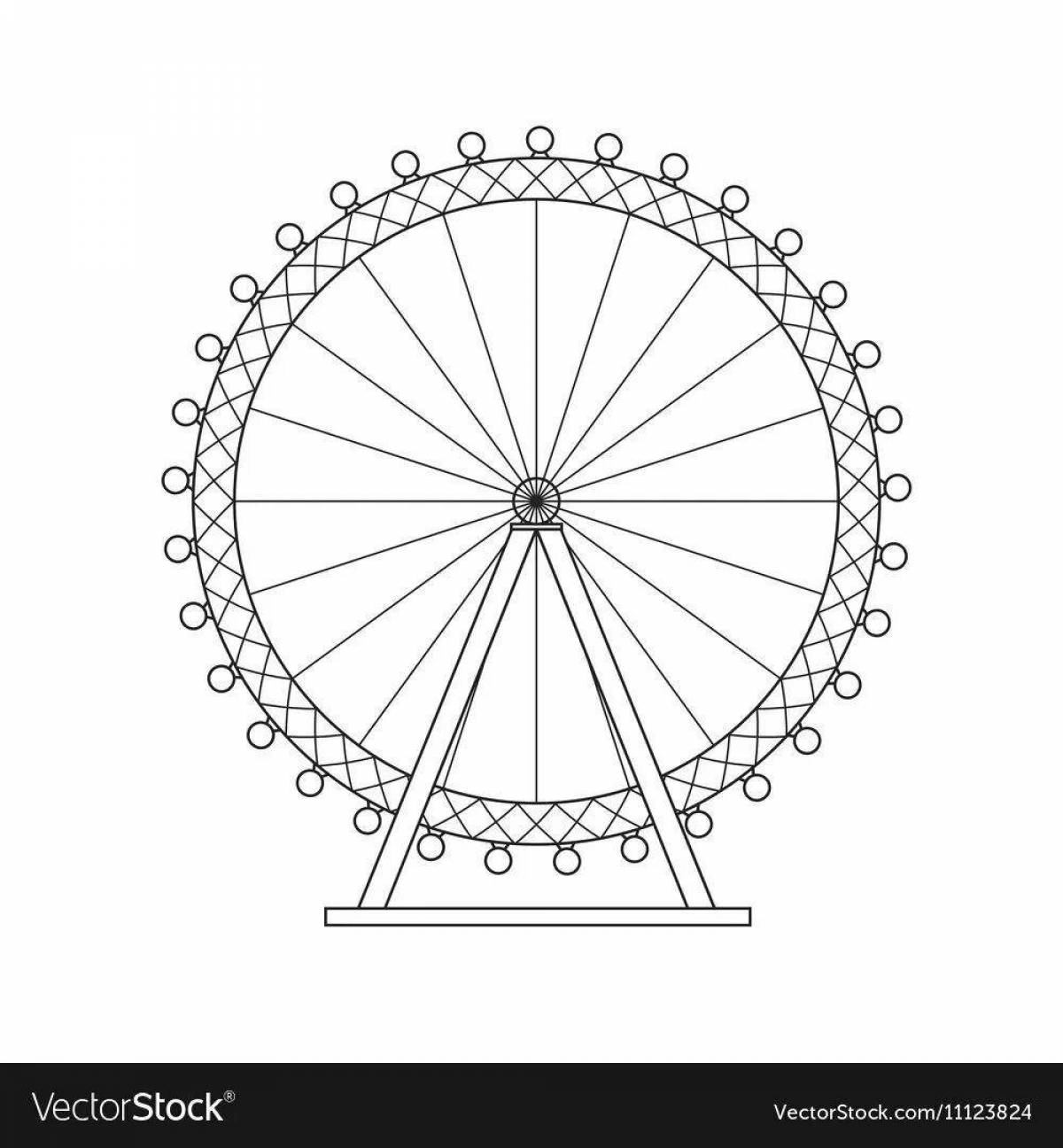 Яркая раскраска колесо обозрения для детей