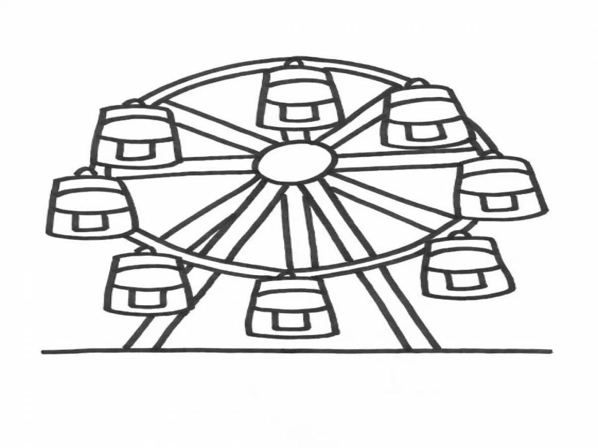 Coloring page cute ferris wheel for kids