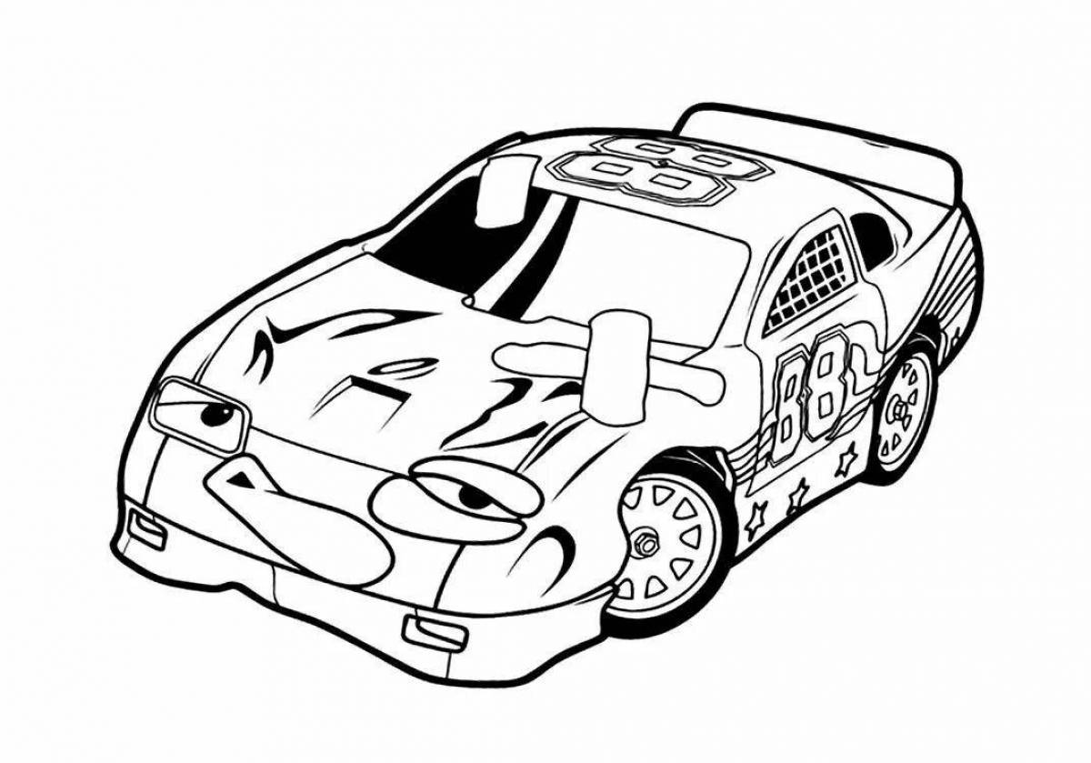 Coloring page happy racing car