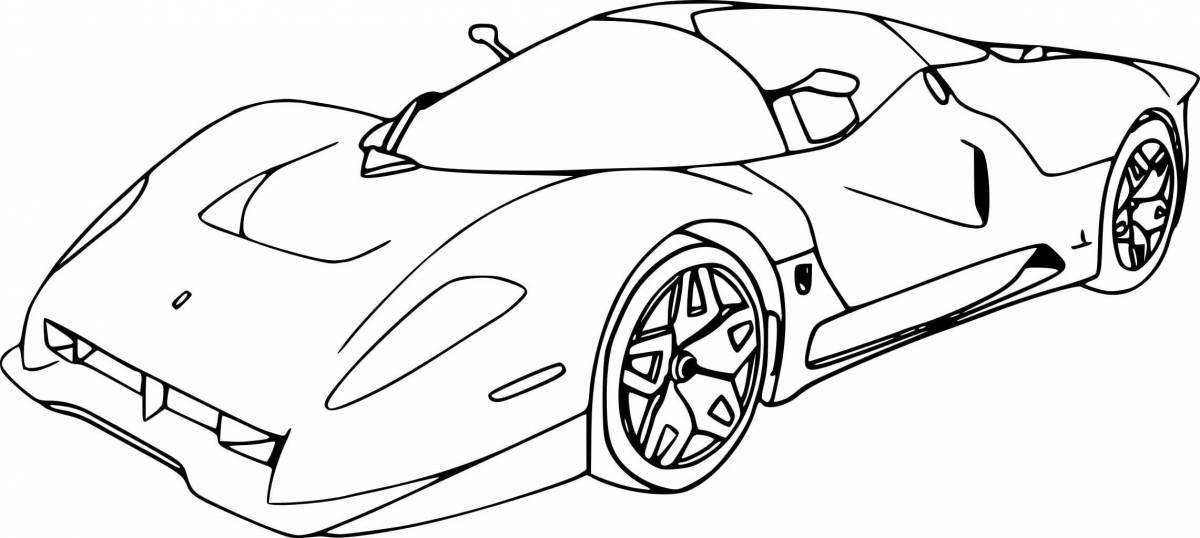 Luxury racing car coloring page