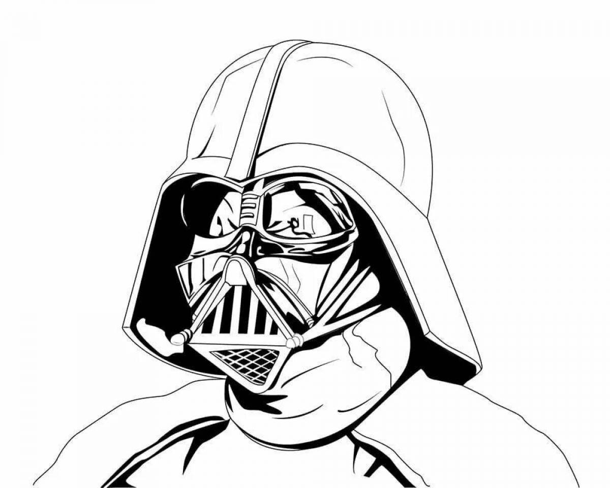 Photo Coloring book glowing darth vader