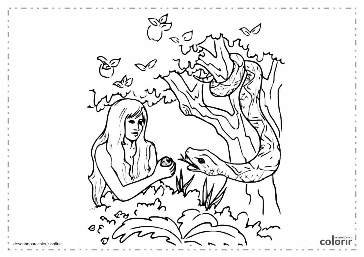 Glorious creation of adam by numbers coloring page