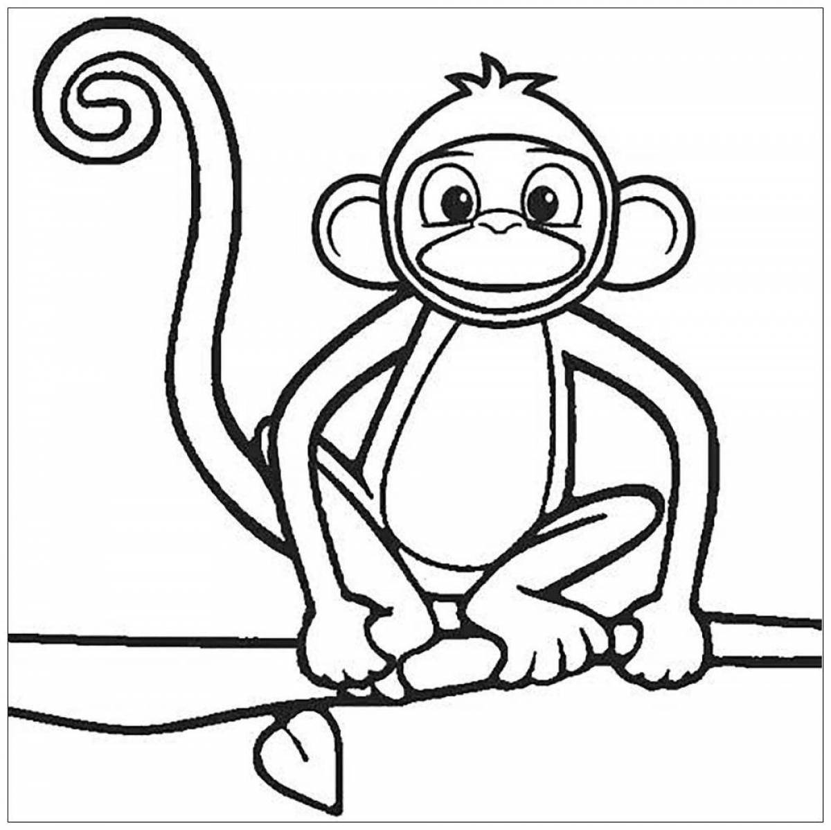 Веселая раскраска обезьяны для детей